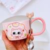Kitten with Spoon Cute Cartoon High Value Large Capacity Souvenir Mug Girl Couple Ceramic Cup Set