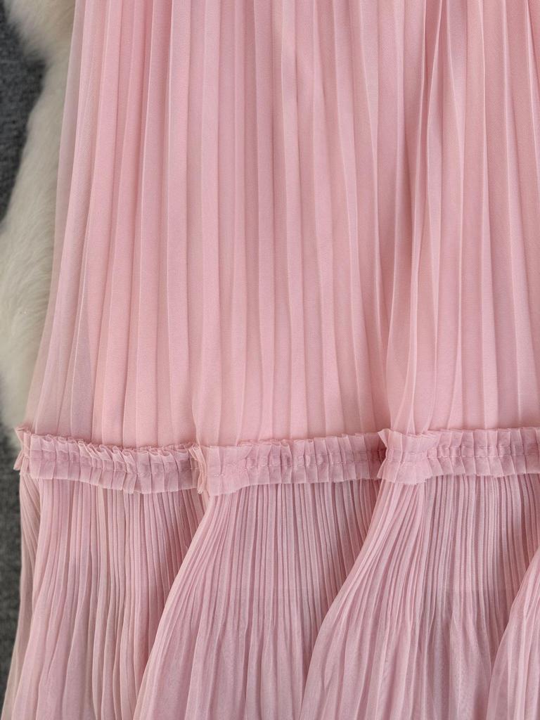 Women's Retro A-line Mesh Patchwork Skirt - Mid-length and Versatile for Commuting and Gentle Style