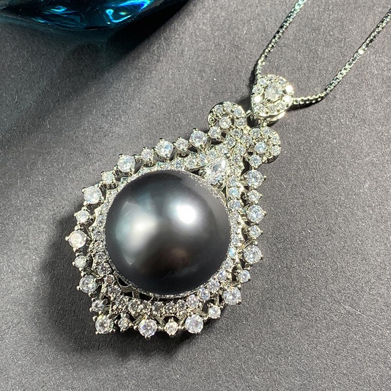 Ювелирные изделия Медное основание Позолоченная Эмаль Жемчуг Корейская версия Креативный кулон-подвеска с бриллиантами 16 мм