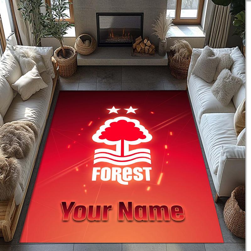 Nottingham Forest FC Printed Crystal Velvet Rug Non‑Slip Crystal Velvet Carpet For Sofa Bedroom Indoor Home Decoration
