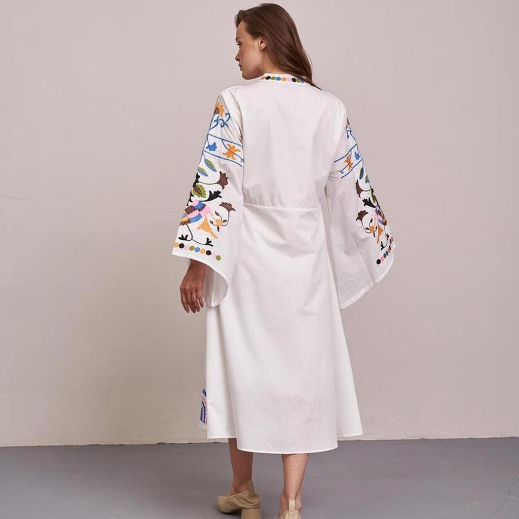 Women's Dress with Floral Embroidery In the Ukrainian Style Stephanie