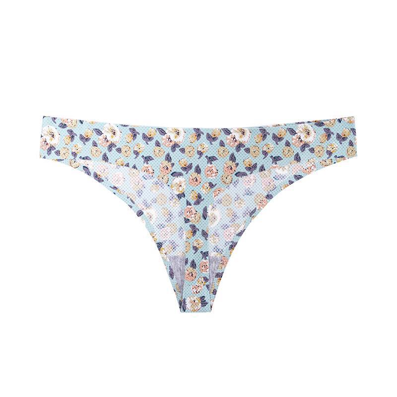 Sexy Seamless One-Piece Printed Mid-Waist Thong