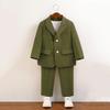 Boys Casual Suit Green Gentleman Birthday Piano Performance Costumes for Children School Uniform Blazer Set