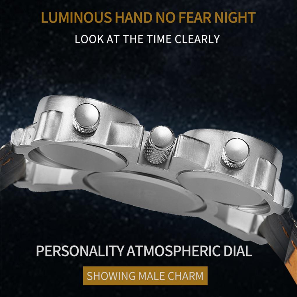 Oulm Мужские часы бизнес-повседневные кварцевые часы с несколькими часовыми поясами из кожи