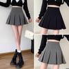 2024 Autumn Korean Style High-Waisted Pleated A-Line Skirt with Zipper