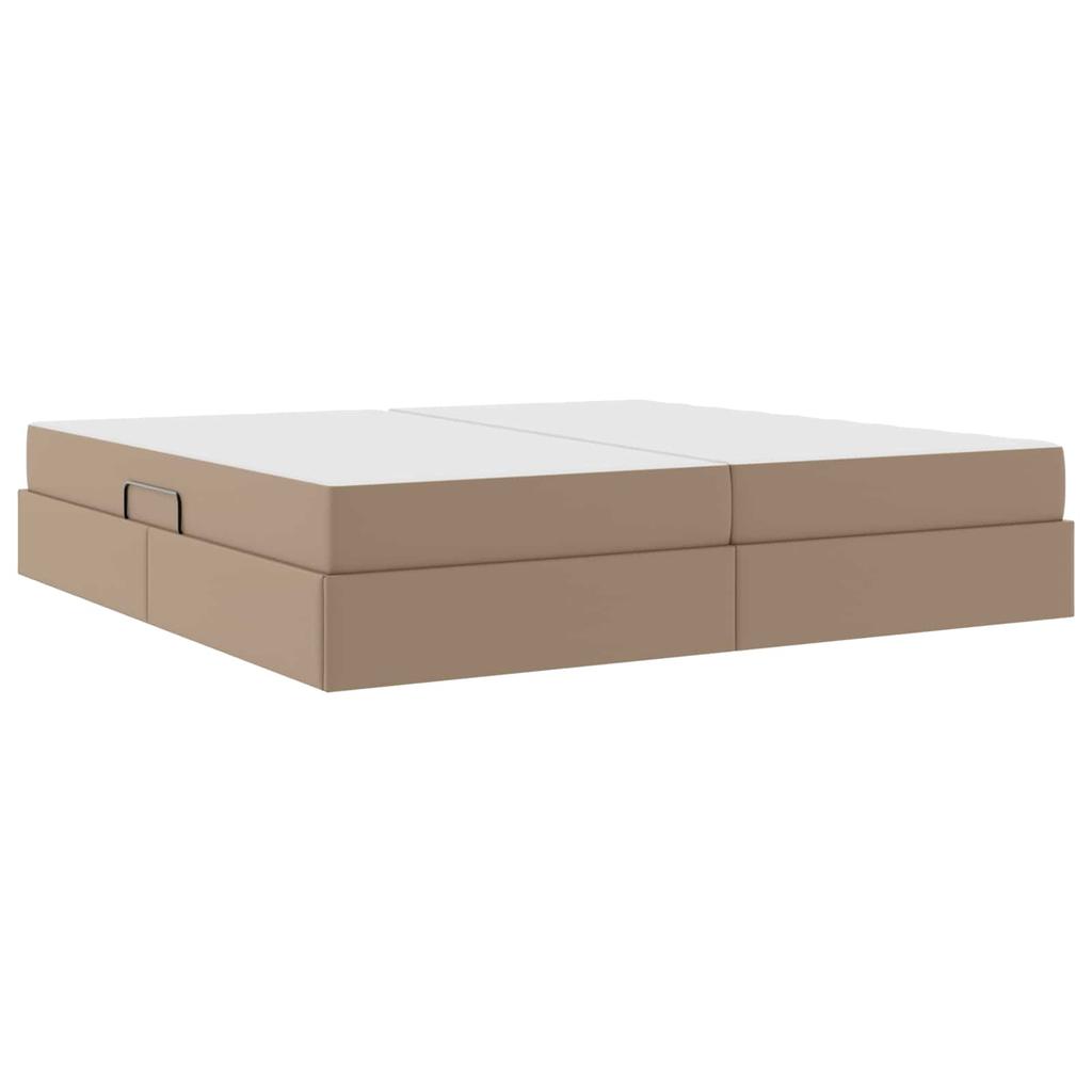 Storage Bed with Mattress 2 pcs Cappuccino Faux Leather