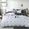 Reversible Comforter Cover 3 PCS Bedding Set Black & White Geometric Quilt Cover with 2 Pillow Shams, Queen King Duvet Cover