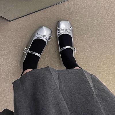 Туфли Bow Niche Single весна-лето новые мягкие кожаные вечерние туфли Mary Jane неглубокие темпераментные женские туфли на плоской подошве