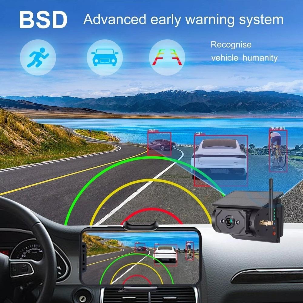 Lastbus WIFI Solar Panel Backup Camera FHD With Rechargeable Battery Powered 9600mAH Hitch Magnetic Base APP Rear View Camera