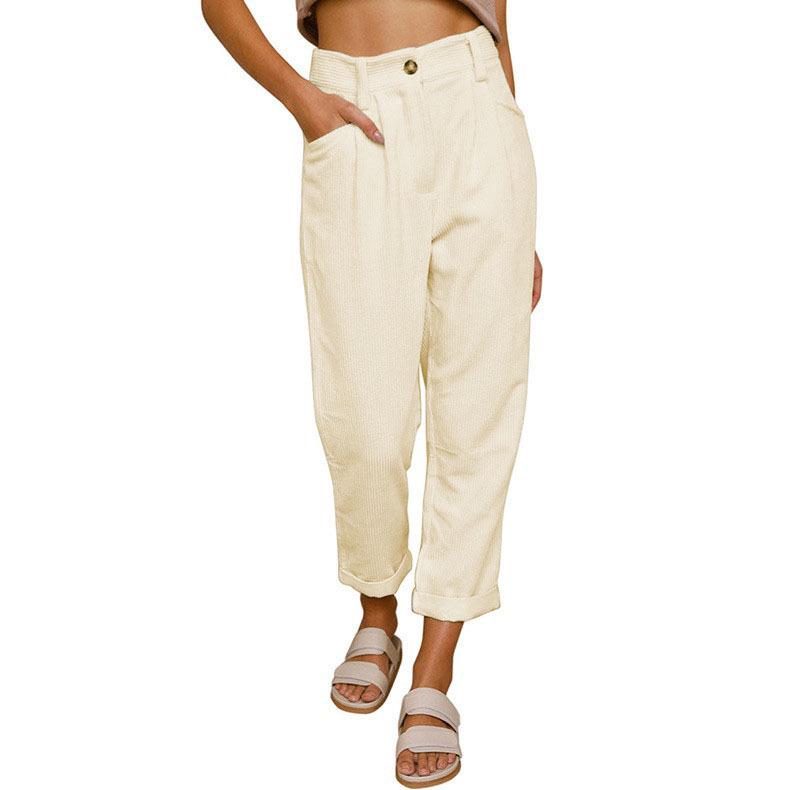 2025 Retro Corduroy Women's Harem Pants - European & American Spring/Autumn Style