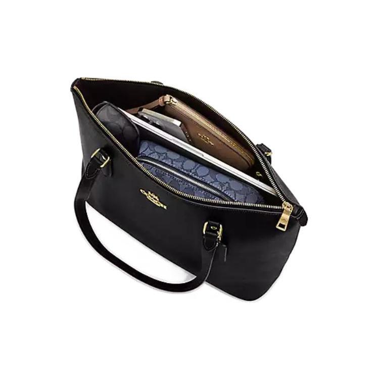 Новая женская большая сумка через плечо COACH Gallery из зернистой кожи, черная CH285-IMBLK