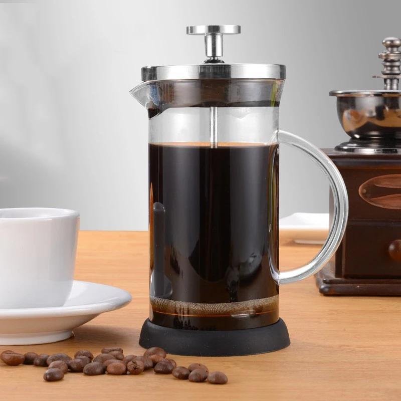 350-1000ML French Press Coffee Pots With Filter High Borosilicate Glass Heat-Resistant Coffee Brewer Milk Foam Frother Pots
