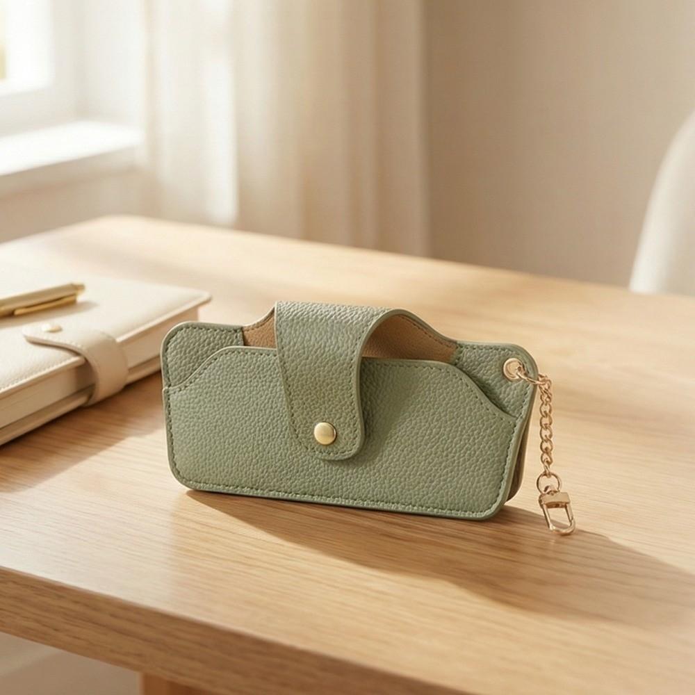 with Bag Pendant Leather Glasses Case Solid Color Eyewear Protector  Sun Glasses