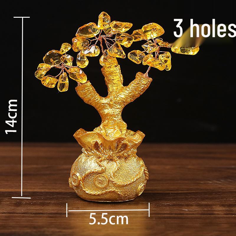 Yellow Crystal Golden Toad Money Tree Ornament with Lucky Bag