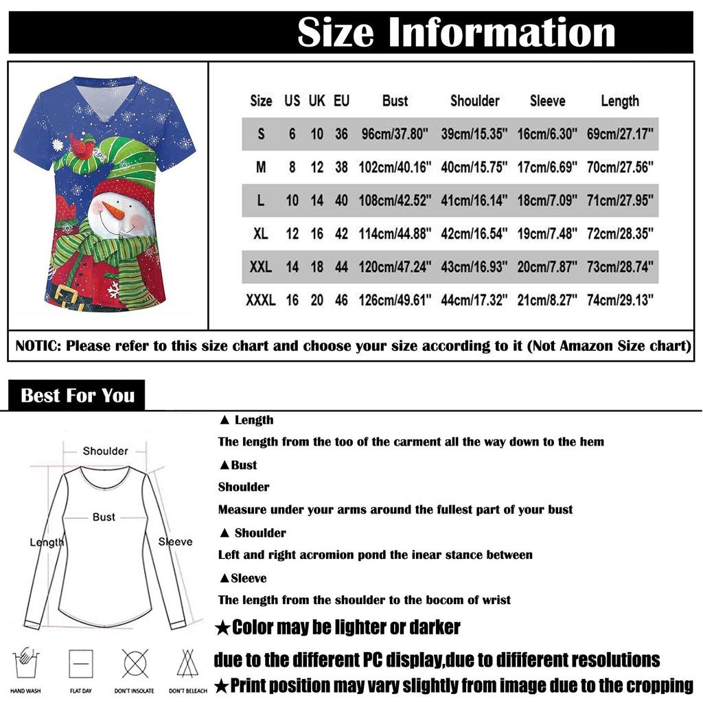 Женские топы с короткими рукавами и v-образным вырезом с рождественским принтом, рабочая форма, карманная блузка