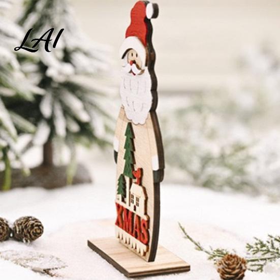 Holiday Desktop Decorations Nordic Style Wooden Christmas Ornaments Cute Santa Claus/Snowman/Reindeer Party Home Accents Figurine for Table