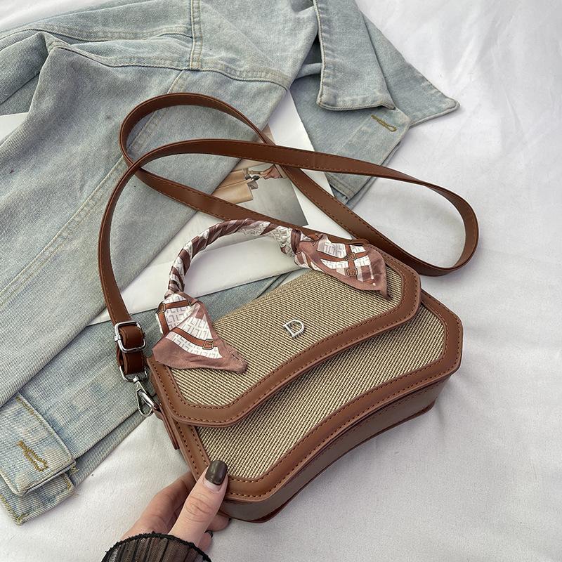 Новый модный шелковый шарф контрастного цвета, сумка-седло, универсальная портативная на плечо, кроссбоди, трендовая женская сумка