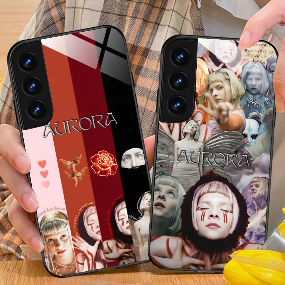 Стеклянный чехол для мобильного телефона Aurora Aksnes для Samsung Galaxy S26 S25 S24 S23 S22 S21 S20 Note20 Plus FE Ultra Разноцветный чехол