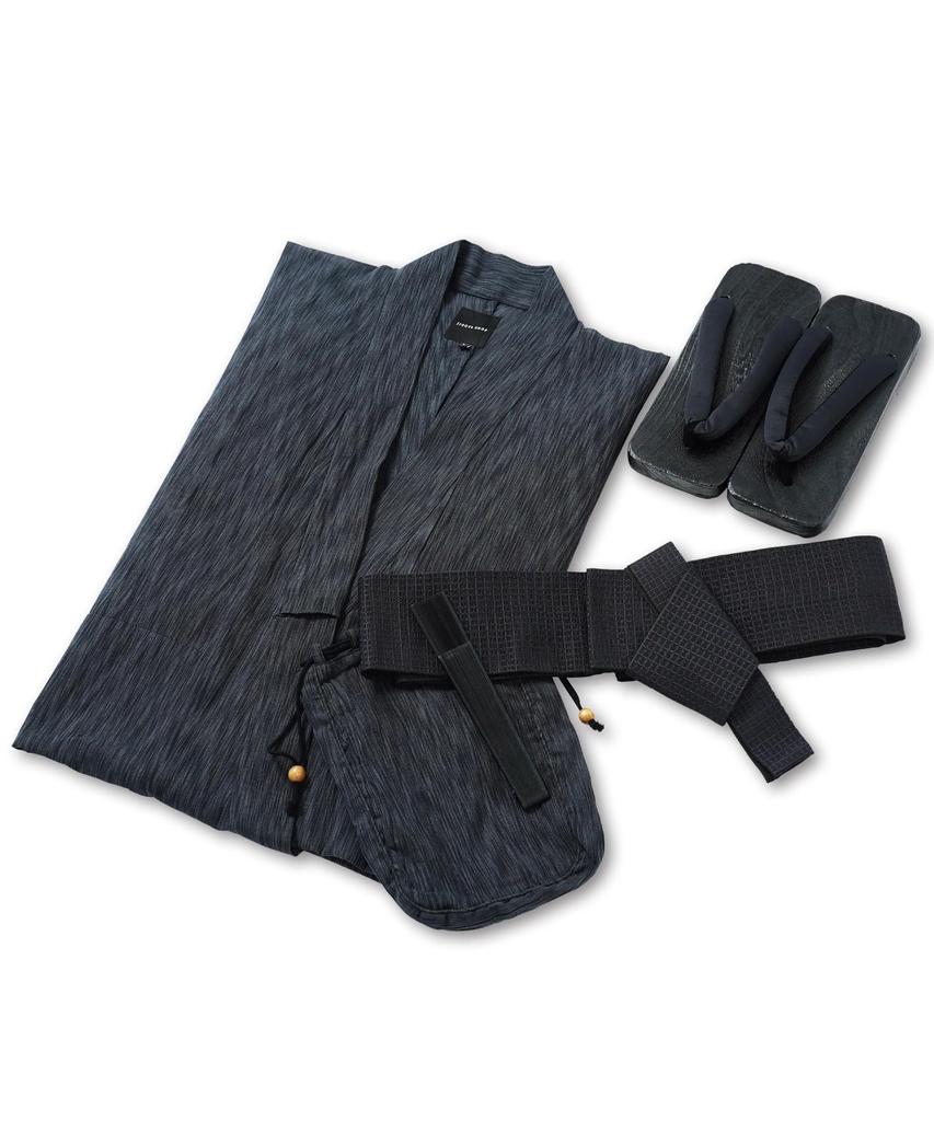 Комплект юката Shingen Waist LJ Ink Легко надевать юката Лето Японский Японский [Rochelle] Мужской 6-предметный (Юката, Оби, Гета, сумка, Веер, кушак)