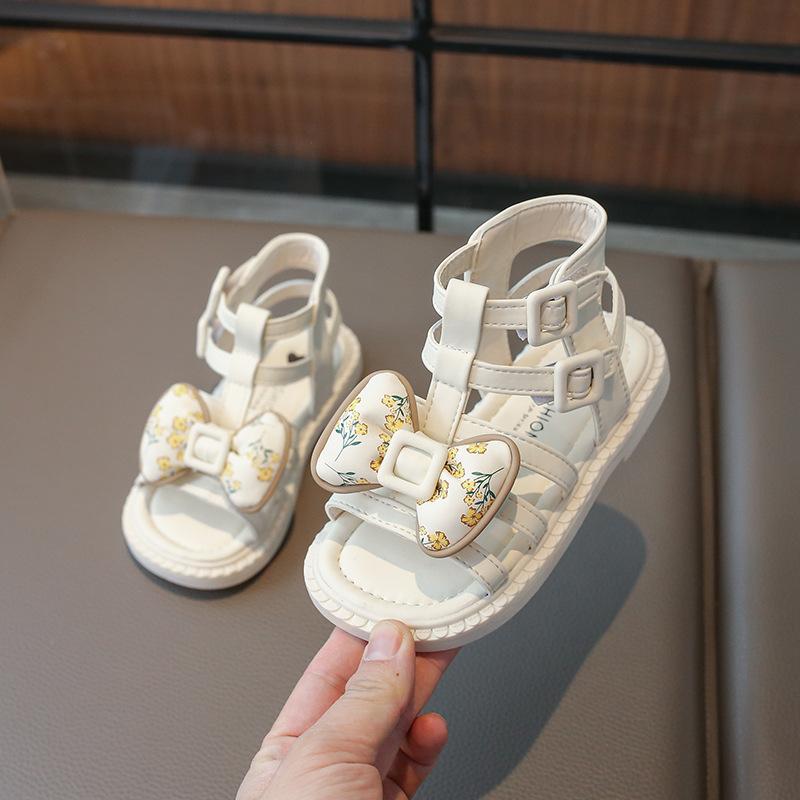 Новые сандалии-бабочки для девочек, модные повседневные детские сандалии принцессы с вырезами, римские сандалии, модные открытые детские пляжные гладиаторские сандалии