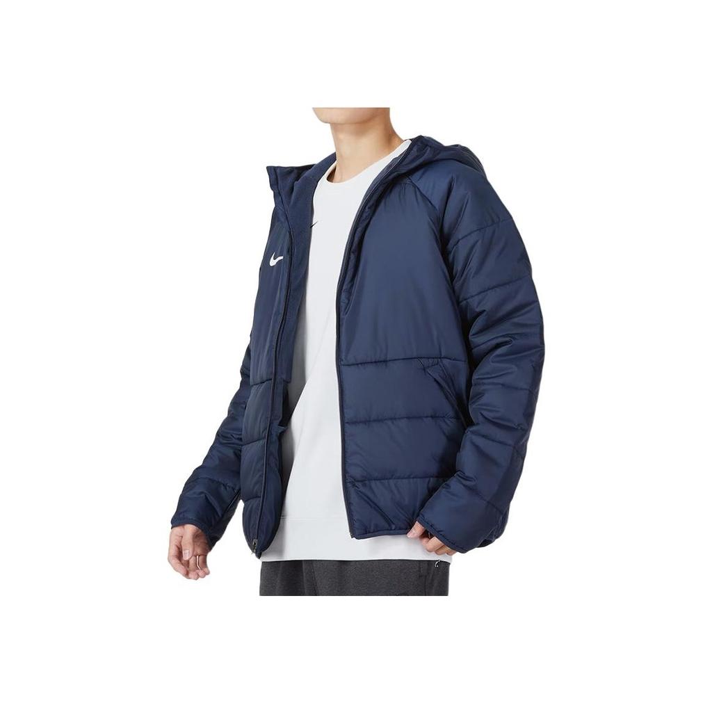 Nike Повседневная ветрозащитная теплая однотонная хлопковая куртка с капюшоном мужская куртка синего цвета DJ6311-451