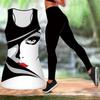 Beautiful Woman's Face Print Yoga Outfit for Women Fashion Workout Leggings Fitness Sports Casual Yoga Set Sports Suit