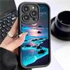 Защитный чехол для iPhone 15/16/17 Pro Max с градиентом синего моря и черным цветом