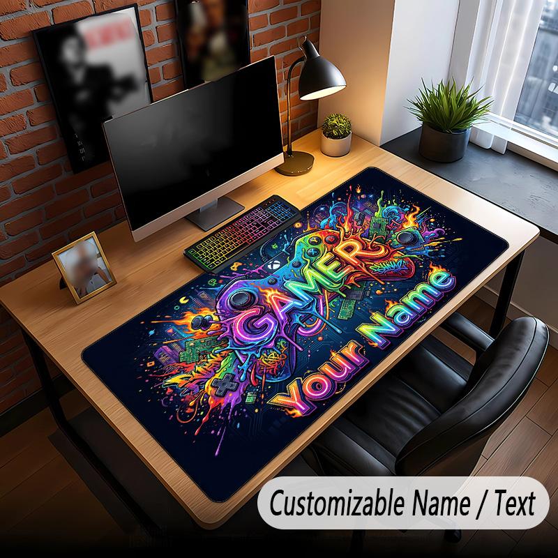 Neon Abstract Theme Custom Mouse Pad Personalized With Name Text Customized Desk Mat For Office Home Decor
