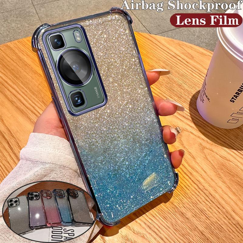 Gradient Glitter Airbag Lens Shockproof Case for Huawei P30 P40 P50 P60 Pro Pura 70 Pro Mate 30 40 50 60 Pro Nove 7 8 9 10 11 12 Pro Honor 100 200 Pro