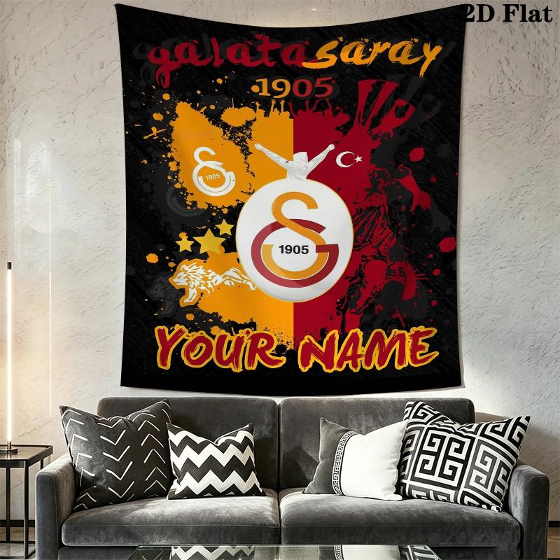 Custom Name Galatasaray Wall Tapestry Aesthetic Wall Hanging Printed Fabric Blanket Decorative Tapestries for Bedroom Living Room Home Decor