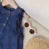 Лето-весна для девочек Bear Leader Fungus Edge однотонное классическое джинсовое платье-жилет без рукавов на трех пуговицах