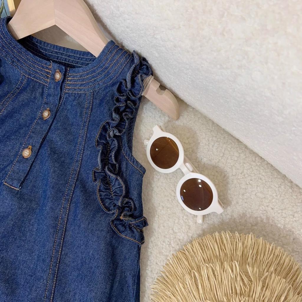 Лето-весна для девочек Bear Leader Fungus Edge однотонное классическое джинсовое платье-жилет без рукавов на трех пуговицах