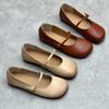 Handmade Leather Shoes Square Head Flat Shallow Mouth Soft Cowhide Women's Shoes