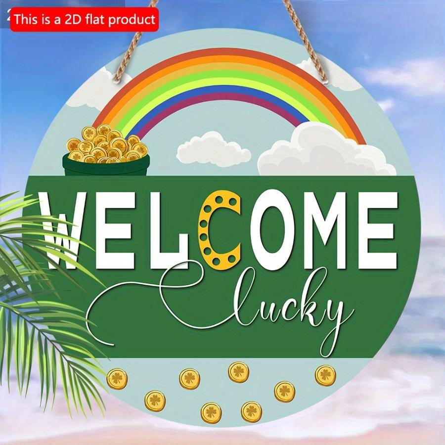 1шт 2d Flat St. Амулет ко Дню Святого Патрика: Классическая деревянная подвесная вывеска - 20 см, универсальный настенный декор для дома и не только