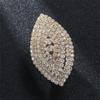 Темпераментное блестящее геометрическое кольцо с полным бриллиантом из страз, открытое, регулируемое