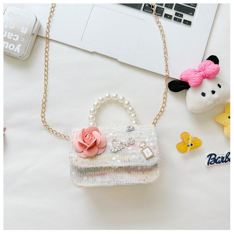 Flower Cartoon Bow Girl Decoration Children Shoulder Bag With Lace Design