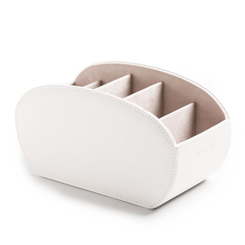 Multifunctional 5 Grid Desktop Pu Leather Organizer Remote Control Storage Box Cosmetics Makeup Brush Holder Sundries Stand