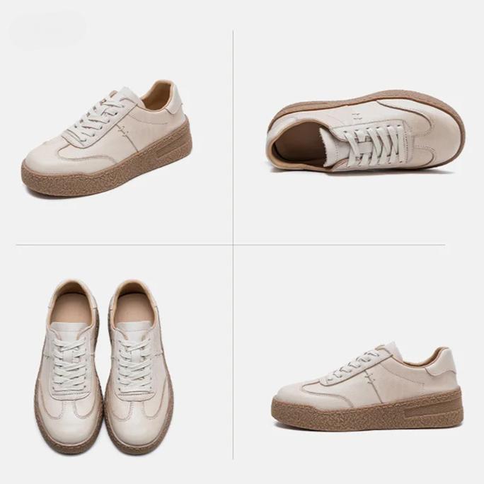 Johnature Туфли на плоской подошве в британском стиле, повседневные и универсальные, из натуральной кожи, с мягкой подошвой, на шнуровке, женские туфли