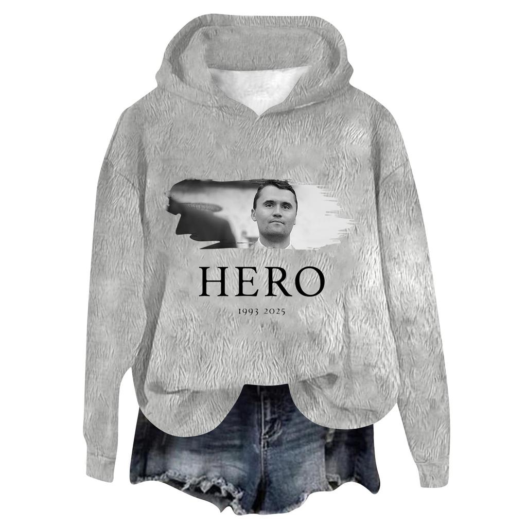 Women's Hooded Long Sleeve Printed Flannel Top Hooded Sweatshirt