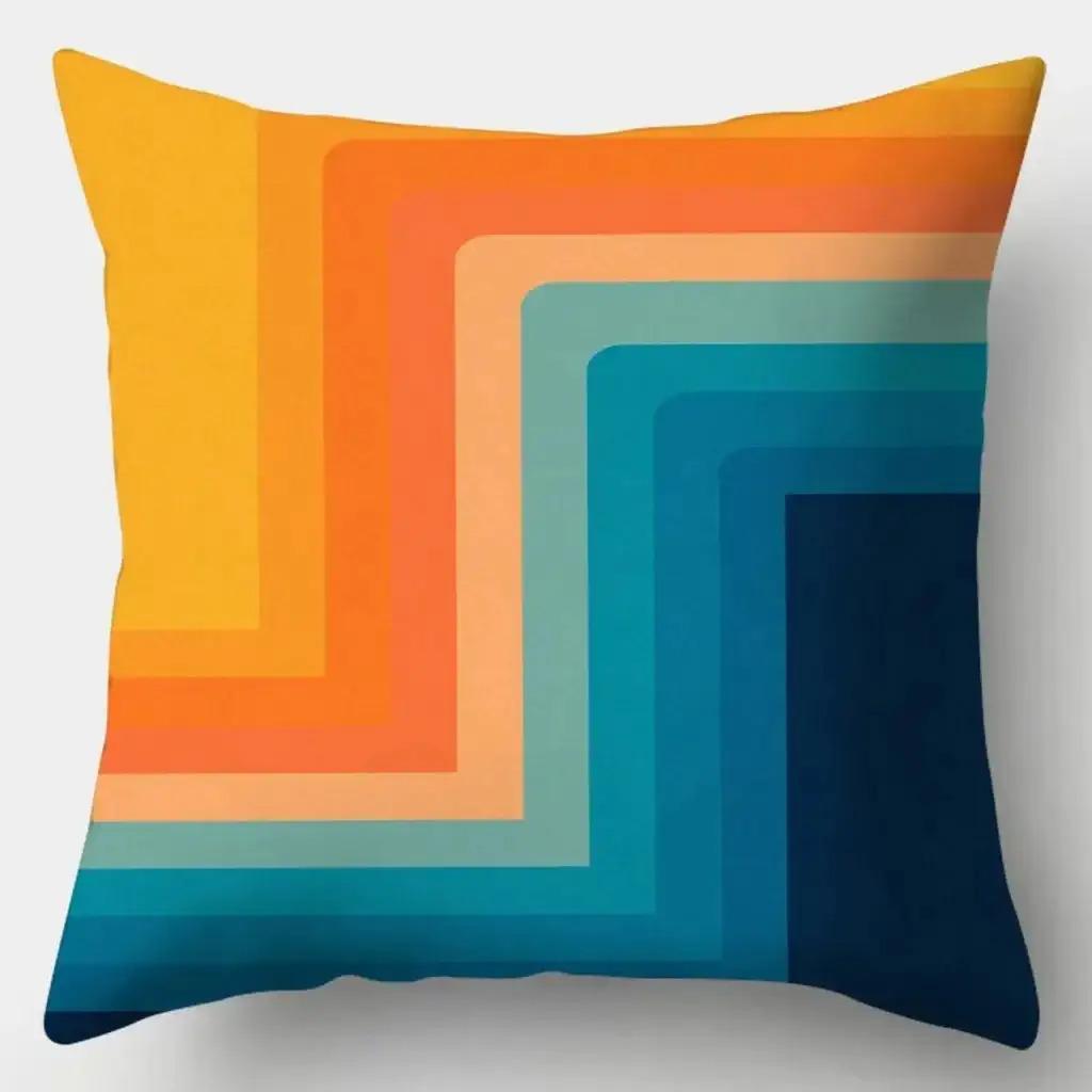 Double-Sided Printed Pillow Covers Mid-Century Triangle Chevron Art Decorative Throw Pillow Cases, Bold Color Block Home Decor