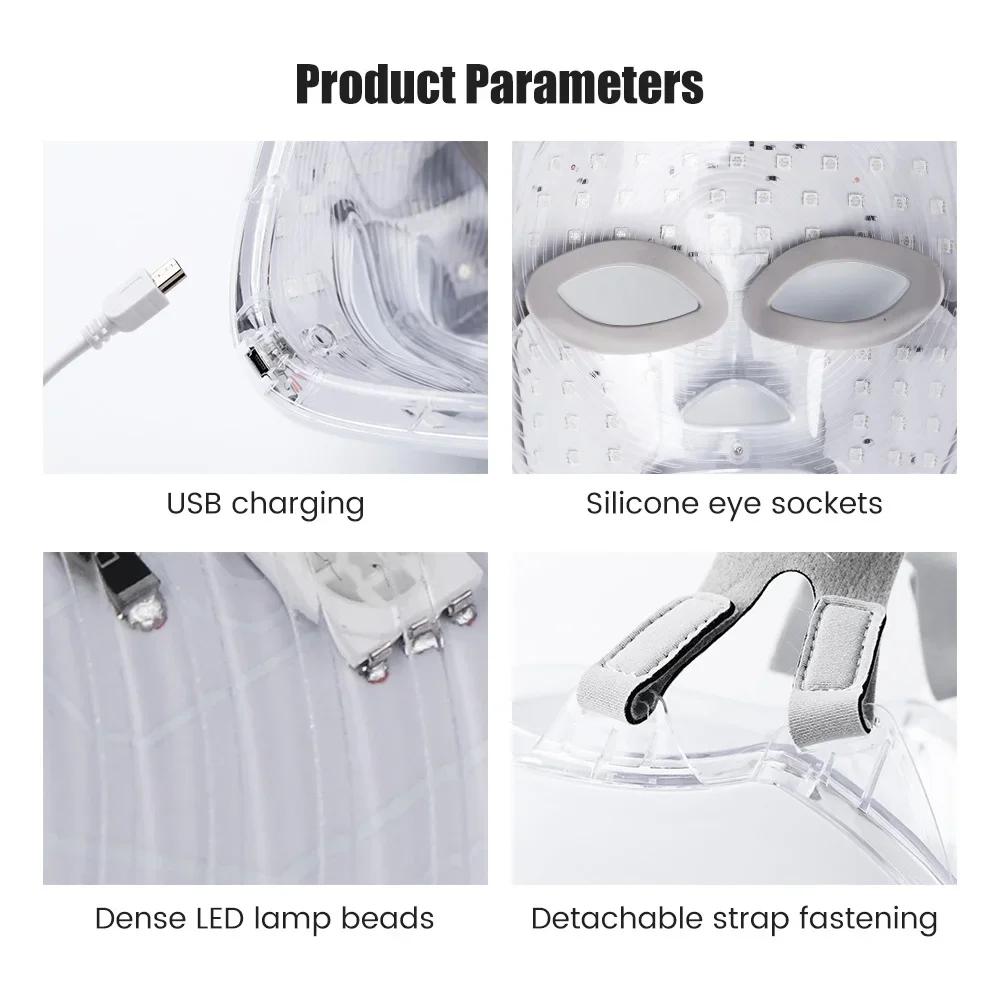 Rechargeable 7-Color LED Photon Facial & Neck Mask — Skin Rejuvenation, Whitening, Face Lifting, Anti-Wrinkle Beauty Device for Home SPA