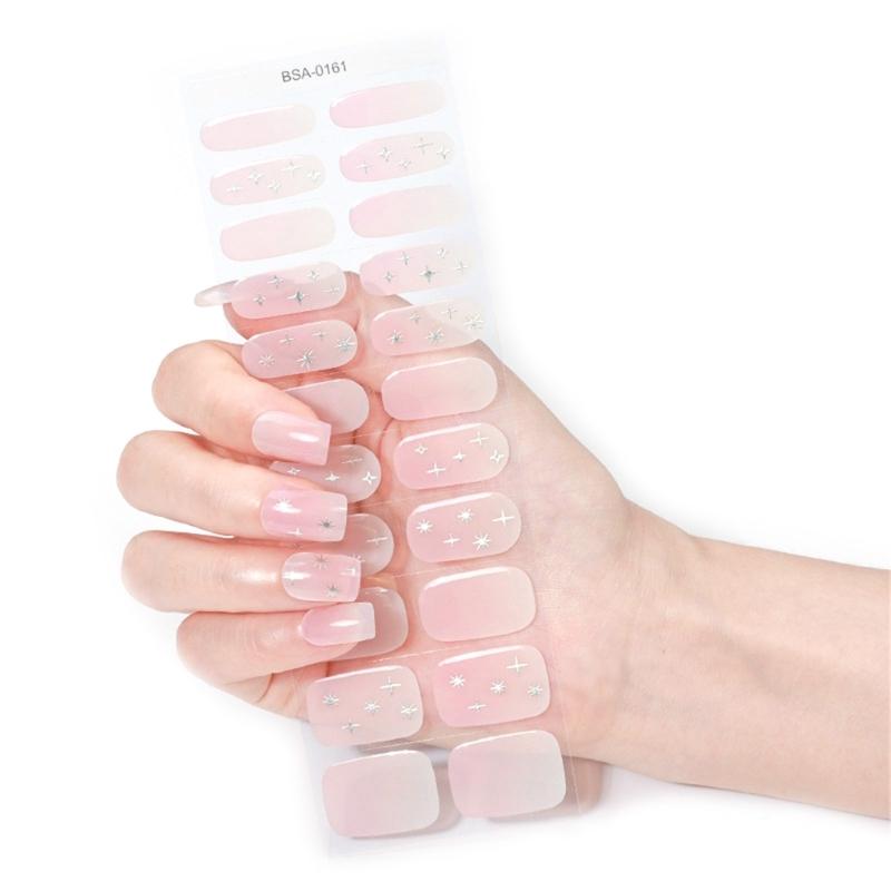 Гелевые наклейки для ногтей Полное покрытие Самоклеящиеся полоски для французского маникюра Рождественский стиль Обмотки для ногтей для DIY-маникюра Дома или в салоне