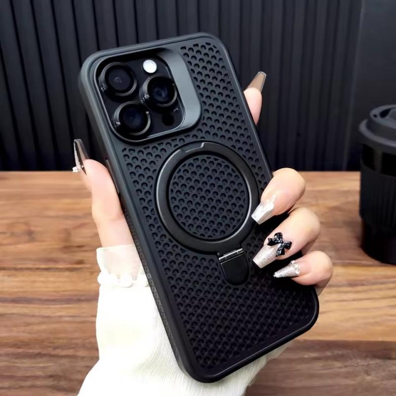 Luxury Heat Release Case For iPhone 17 16 15 14 13 12 Pro Max Plus 16Pro iPhone16 For Magsafe Mag Safe Wireless Charge Stand Covers