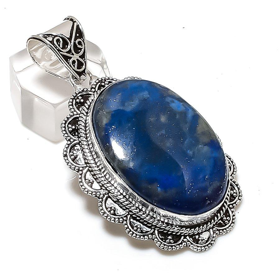 Натуральный камень лазурит 925 пробы стерлинговое серебро ювелирное изделие подвеска 2,29" ETC-14625