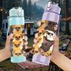 1PC Multiple Puppy Collage Frame 750ml Color Plastic Sports Water Bottle Leakproof Flip Straw Lid For Sports Office Home Use