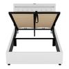 Sleeping Bed 140x200CM Platform with LED Ambient Light 24-Button Remote Control USB Type-C Charging Port Bedroom Double Modern White/Grey Large