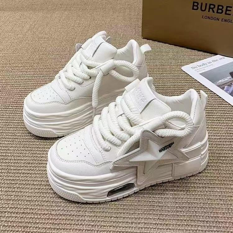 Европейские звездные шнурованные туфли на толстой подошве-маффин, повседневные, весна-осень, новые, супер-огненные туфли