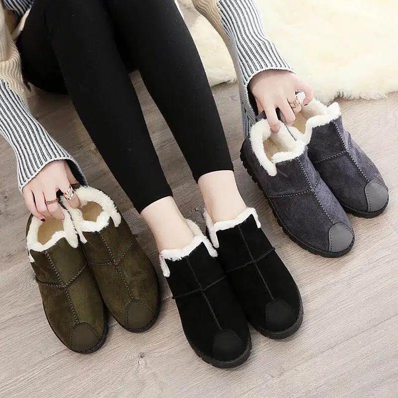 Autumn and Winter Cotton Shoes Female Winter Warm Plus Velvet Korean Version of A Hundred Casual Shoes A Foot Stirrups