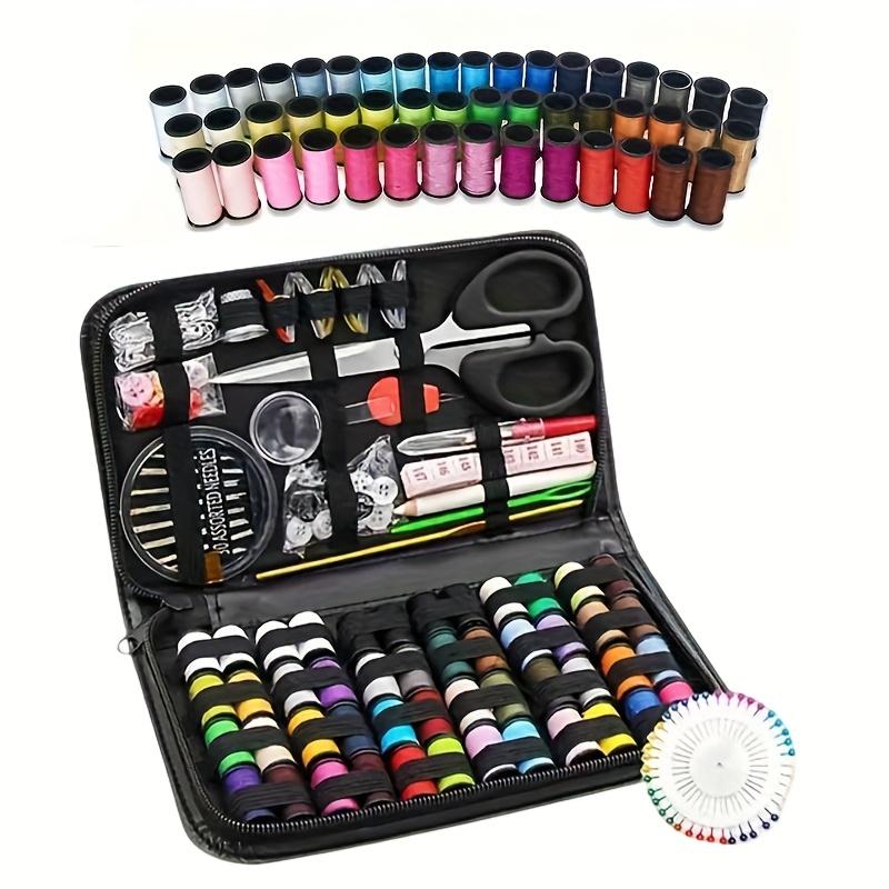 Набор инструментов швеи, для дома и путешествий, Набор для шитья - Портативный, Принадлежности для вязания, Черная сумка для хранения, Разноцветные нитки, Игла для швейной машины