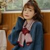 Autumn and Winter Short Plaid Cross Lazy Scarf Female Korean Style Student Girl Knitted Warm Scarf Halter Neck